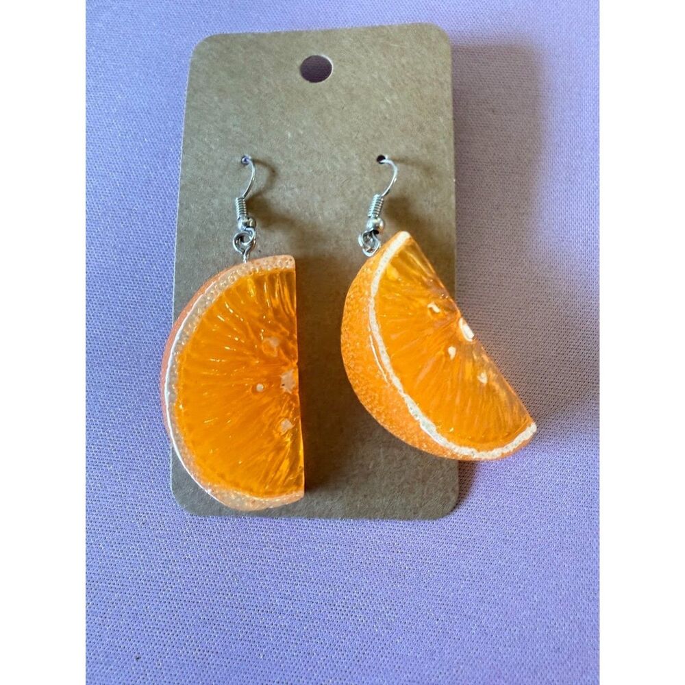 3D Realistic orange slice Drop earrings